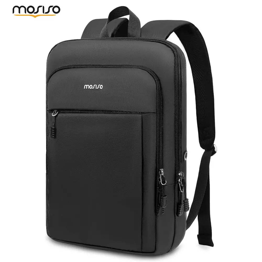 MOSISO Slim Lightweight Laptop Backpack for Men & Women, 15.6-17.3 Inch Waterproof Polyester Daypack for Work, School & Travel with Luggage Strap, Backpacks For School, Whats In My Bag, On The Road, Edc Gear, Campus Life, Everyday Carry, Zipper, Vivobook,