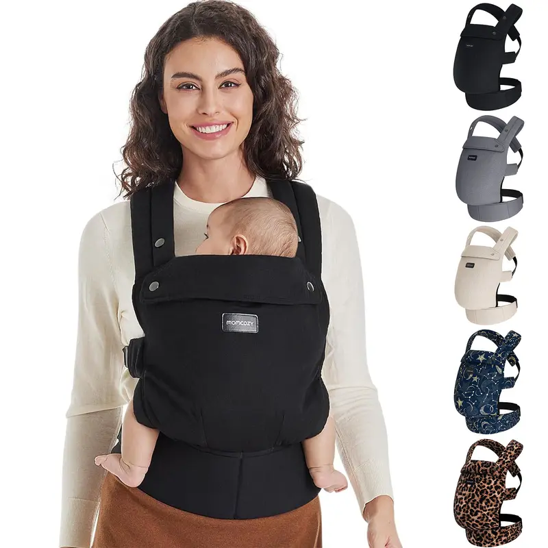 Momcozy Baby Carrier Newborn to Toddler, Ergonomic Cozy and Lightweight Infant Hip Seat Carrier for 7-44lbs Effortless for Hands-Free Parenting, Enhanced Lumbar Support Back Carry for Newborns Older babies