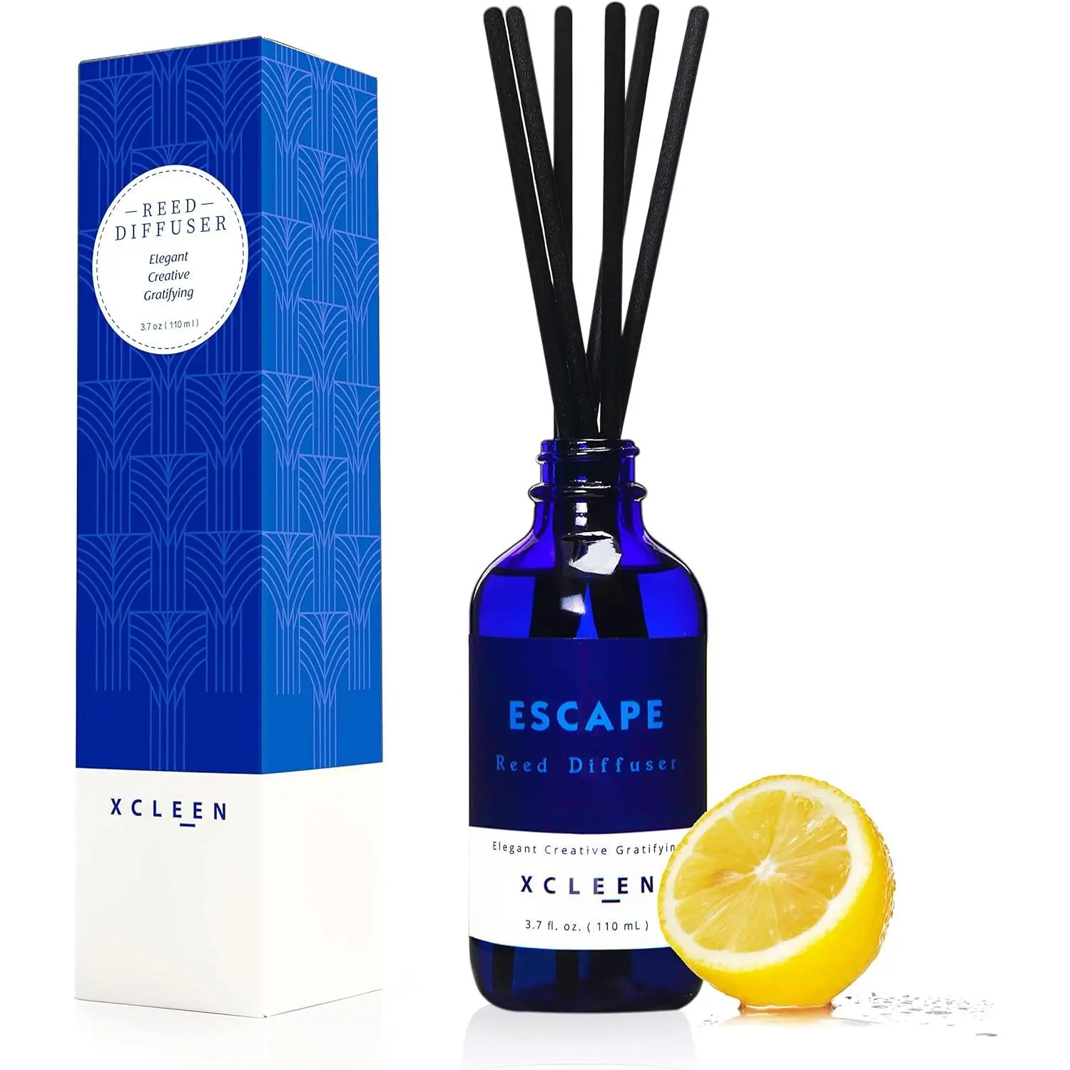 Reed Diffusers Set, 3.7 Oz Scent Diffuser, 6 Reed Diffuser Sticks, Home Fragrance Hyacinth, Peony & Citrus, Aromatherapy Oil Diffuser Reeds, More Masculine Scent, Bathroom & Office Decor 110ml