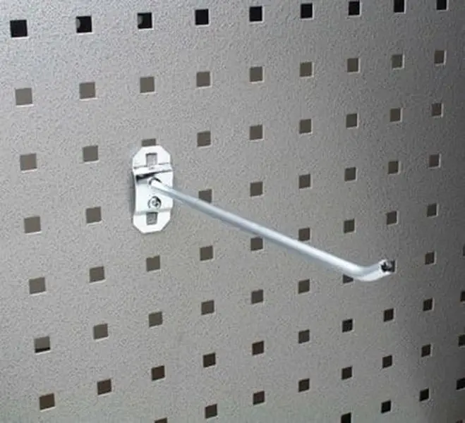 Triton Products 51813 8 In. Single Rod 30 Degree Bend .25 In. Dia. Zinc Plated Steel Pegboard Hook for LocBoard 5 Pack