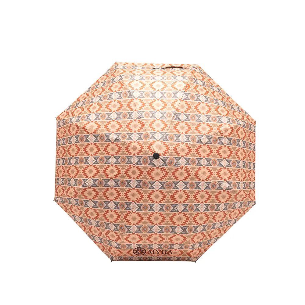 Dry Bluff Canyon 35" Diameter Outdoor Patio Umbrella - Iron Frame, Cotton Canopy, Tribal-Inspired Colorful Pattern, Large Shade Parasol, Stylish Accessory for Patio Decor