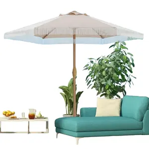 GDY 7.5 ft Patio Beach Umbrella No Umbrella Base, with Fringe Foldable Hand Crank Push-button System UPF 50+ Protection Water Resistant for Outdoor Home Use