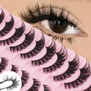 10 Pairs Natural Fluffy False Eyelashes, Reusable Soft Lightweight Synthetic Mink Strips, Comfortable Beginner Friendly Lashes Makeup Cosmetic