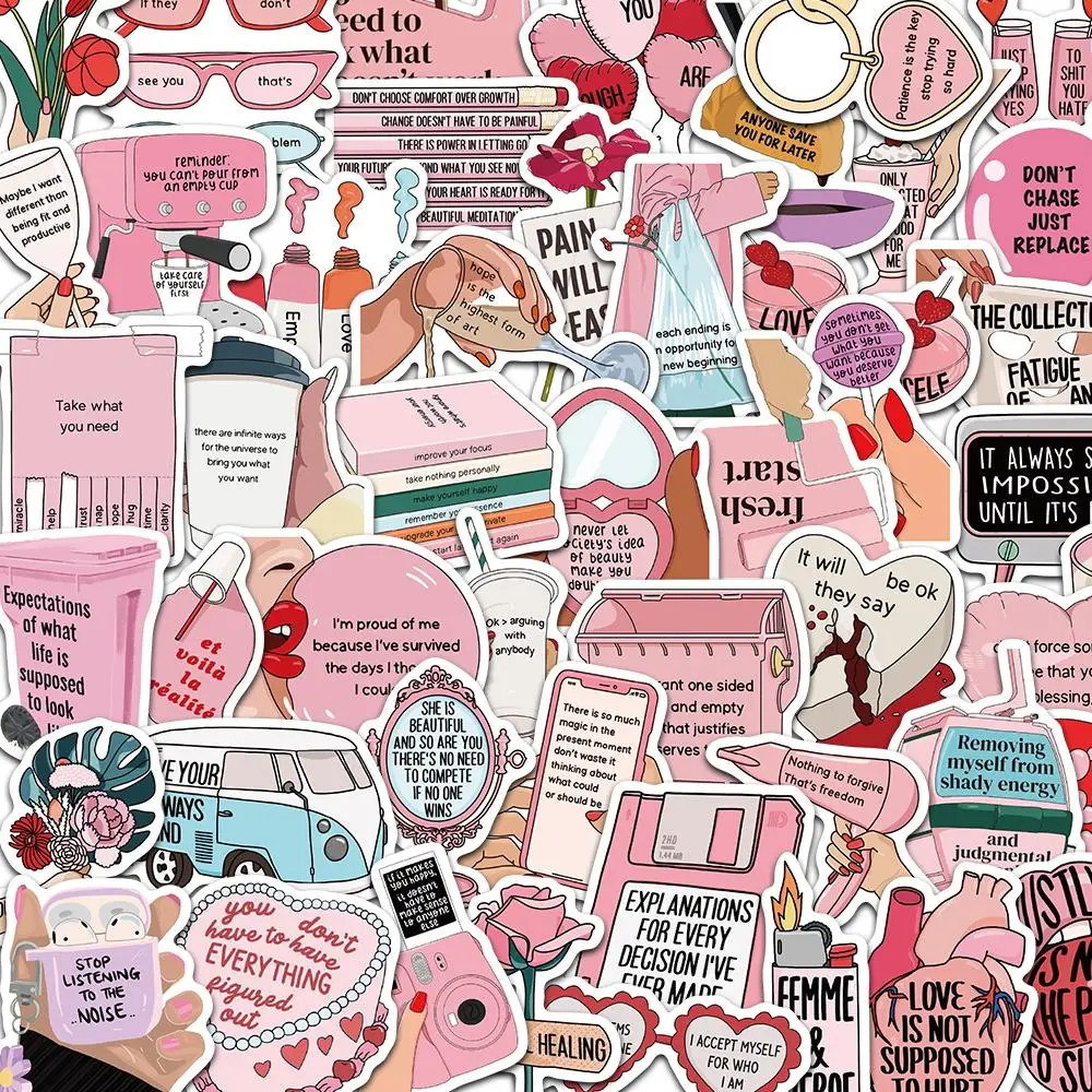 Motivational Slogan Sticker, 50pcs/set Self Adhesive Decorative Stickers, DIY Decals for Water Bottle, Laptop, Phone Case, Scrapbooking, Journal Makin