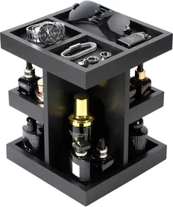 Cologne Organizer for Men,Cologne Stand,3 Tier Wooden Perfume Shelf with Rotate,Desk Organizer,Gifts for Dad From Wife,Husband Boyfriend Birthday Gift Ideas,Valentine's Day Gifts for Men