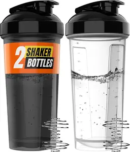 [New Deal] Protein Shaker Bottle 2 Pack - Portable Pre Workout Whey Protein Shaker Cups with Leak Proof Design for Protein Mixes