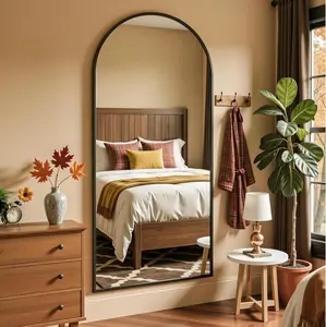 Full Length Mirror, 71"x32" Arched Full Body Mirror, Floor Mirrors with Stand, Body Mirrors Standing Hanging Leaning Against Wall,Aluminum Frame Mirrors for Bedroom Cloakroom,Living Room