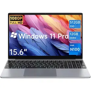 2025 Latest 15.6 Inch Laptop, Windows 11 Pro Laptop Computer, 12GB RAM, 512GB SSD, Celeron N100, FHD 1920x1080 Display, Dual-Band WiFi, Bluetooth 4.2, 4K Video, Type-C, 7.6V/6500mAh Battery