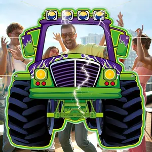 Monster Truck Photo Booth Prop Backdrop, & Theme Party Decor, Party Decoration Supplies, Polyester Material, Party Decorations Banners, Perfect for Boys' Baby Shower & Birthday Parties