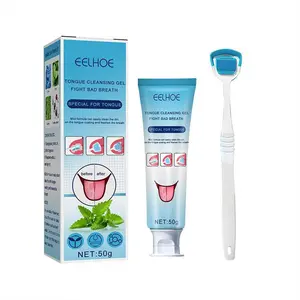Tongue Cleaning Gel with Brush Kit, 1 Count Tongue Cleansing Cream & 1 Count Tongue Cleaning Brush, Deep Cleaning Tongue Scrubber, Daily Oral Care Product