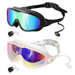 Swim Goggles 2 Pack, Wide View Anti Fog&UV Swimming Goggles for Adults, No Leaking Swim Goggles for Men Women Youth