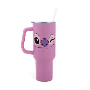 Disney Lilo & Stitch Angel Stainless Steel Tumbler With Handle | Holds 40 Ounces