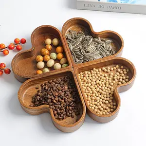 Set of 4 Heart-Shaped Pine Wood Trays, Stackable for Candy Nuts Dried Fruits, Perfect for Parties Home Decor Gifts