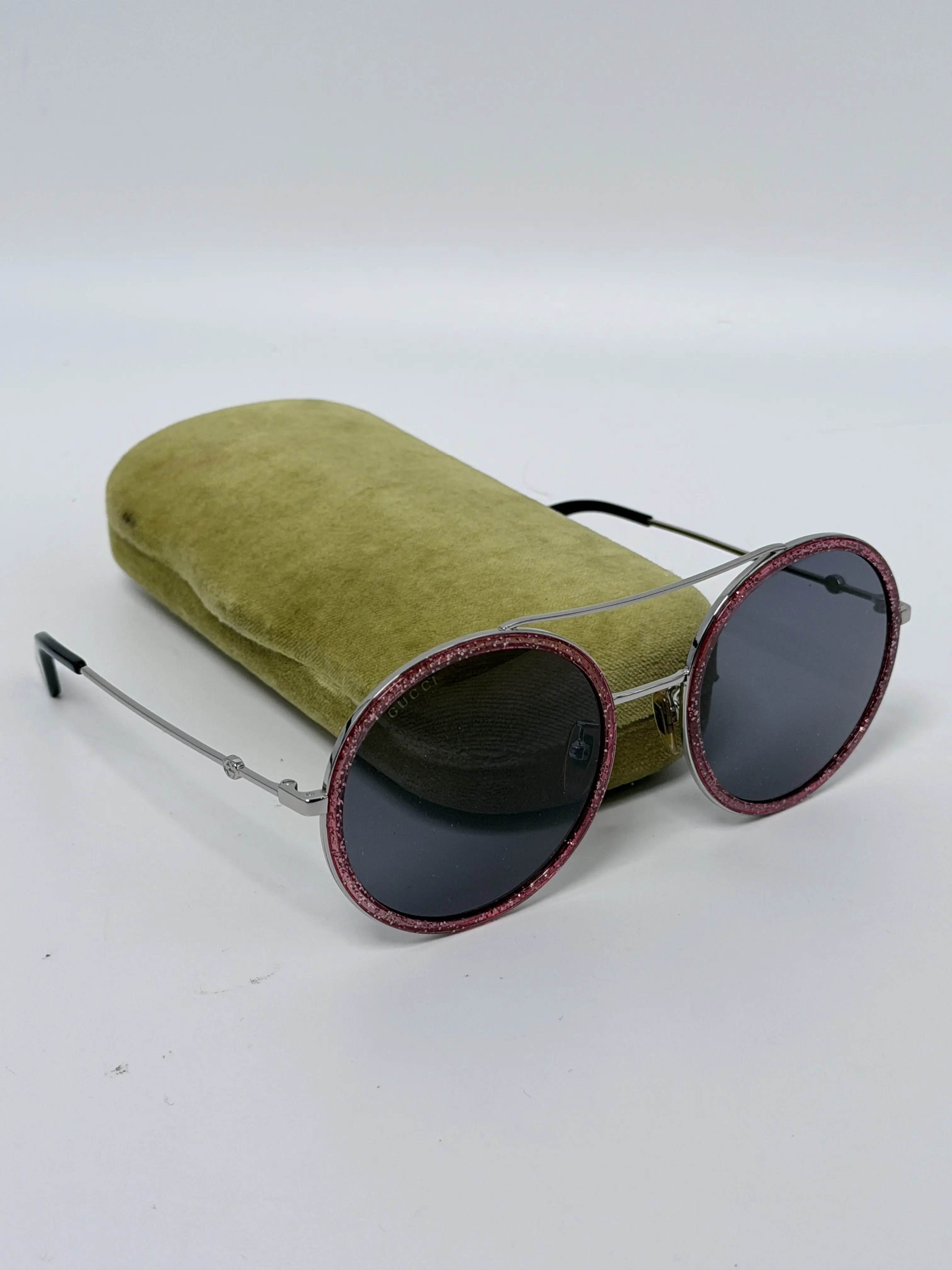 Pre-owned Gucci GG0061S Round Glitter Sunglasses GG001S
