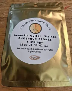 BADASS Acoustic Guitar Strings, Phosphor Bronze, Light Gauge 12-53, 6-Strings