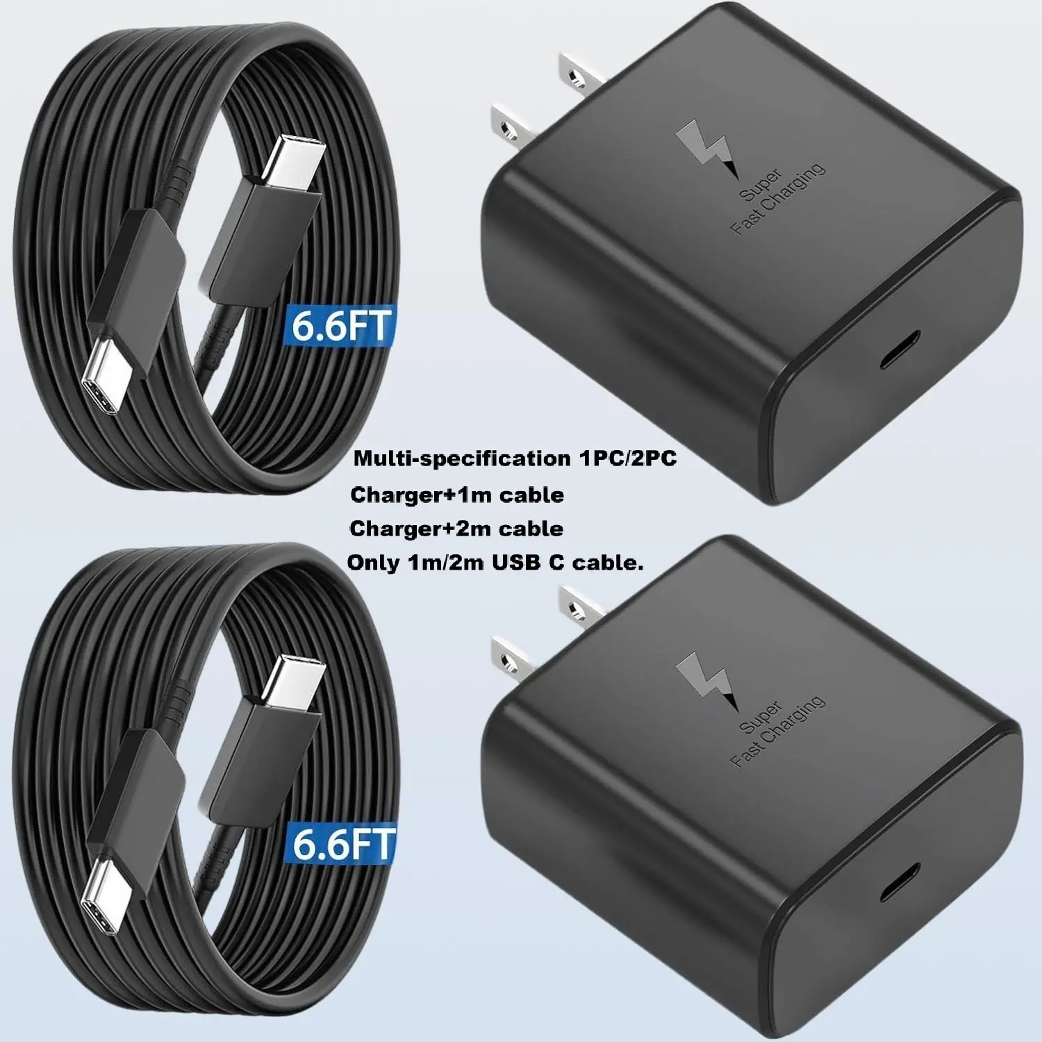 Type C Charger Fast Charging 2Pack USB C Super Fast Charger Block with 3.3/6.6FT USB-C Android Mobile Phone Cable for Samsung Galaxy S26 +/Ultra S25 S24 S23 S22 +/Ultra/ S21 S20/Tab S9/iPhone 17/16/15 and More Devices