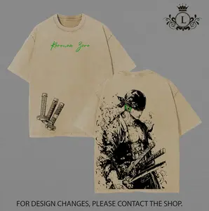 Zoro Three Swords Vintage Washed Oversized T-Shirt Op Retro Anime Manga Tee for Fans & Streetwear Lovers