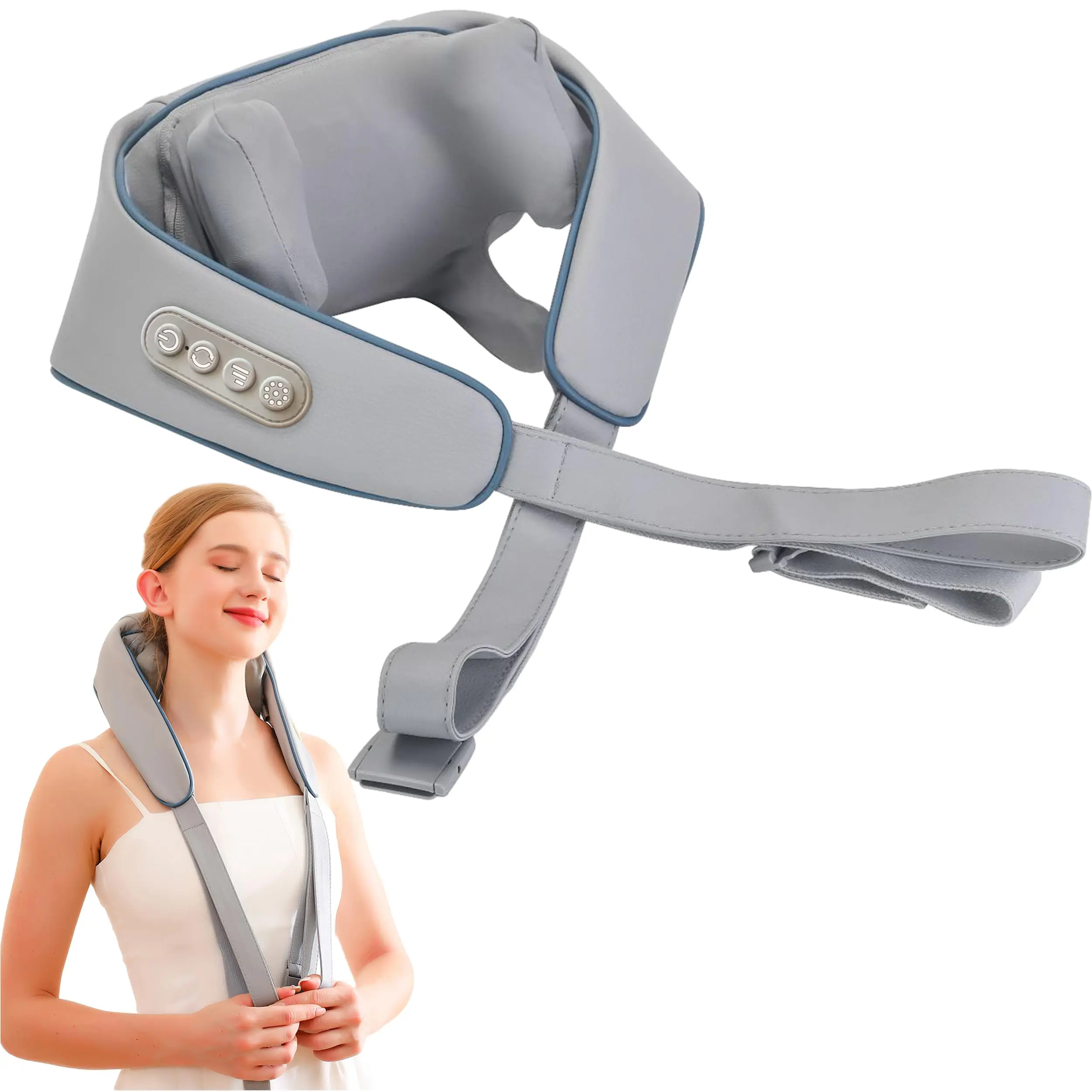 Heated Shiatsu Neck and Shoulder Relaxer, Portable Deep Kneading Massager for Tight Muscles Relief, Battery Powered & USB Rechargeable, ZC-318 Mini S, Neck Shoulder Relaxer, Plastic, Usb Port, Gift For Parents, Shiatsu Mode