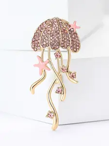 LYRA PIN Summer High-Quality Cute Rhinestone Starfish Jellyfish Brooch, Unique Elegant Simple Lady Fashion Accessory Pin, All Seasons Wear, Exquisite Brooch