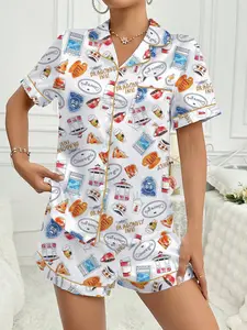 Stars Hollow Gilmore Girls Print Shirt & Shorts Set, Casual Fitted Pajama Suit, All Seasons Wearable Home Clothes Gift Idea