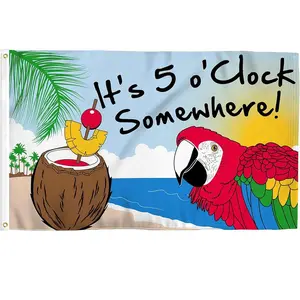 Tapestry  It's 5 O'Clock Somewhere 3x5Ft Wall Flags Tapestry Wall Hanging for College Dorm Men Cave Decor Room Home Decoration Banner with 4 Brass Grommets Bedroom Design