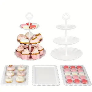 10pcs Cake Stand Set with 4 Triple-Tier Cupcake Stands, 6 Appetizer Trays, Perfect for Birthdays Bridal Showers