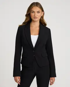 Express Studio Stretch Twill Cropped Fitted Cutaway Blazer