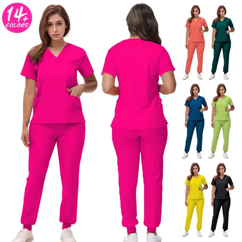 New style2025 New Nurse Uniforms V-neck Jogger Pants Scrub Sets Surgical Workwear Dentist Nursing Suit Hospital Doctor Outfit S21