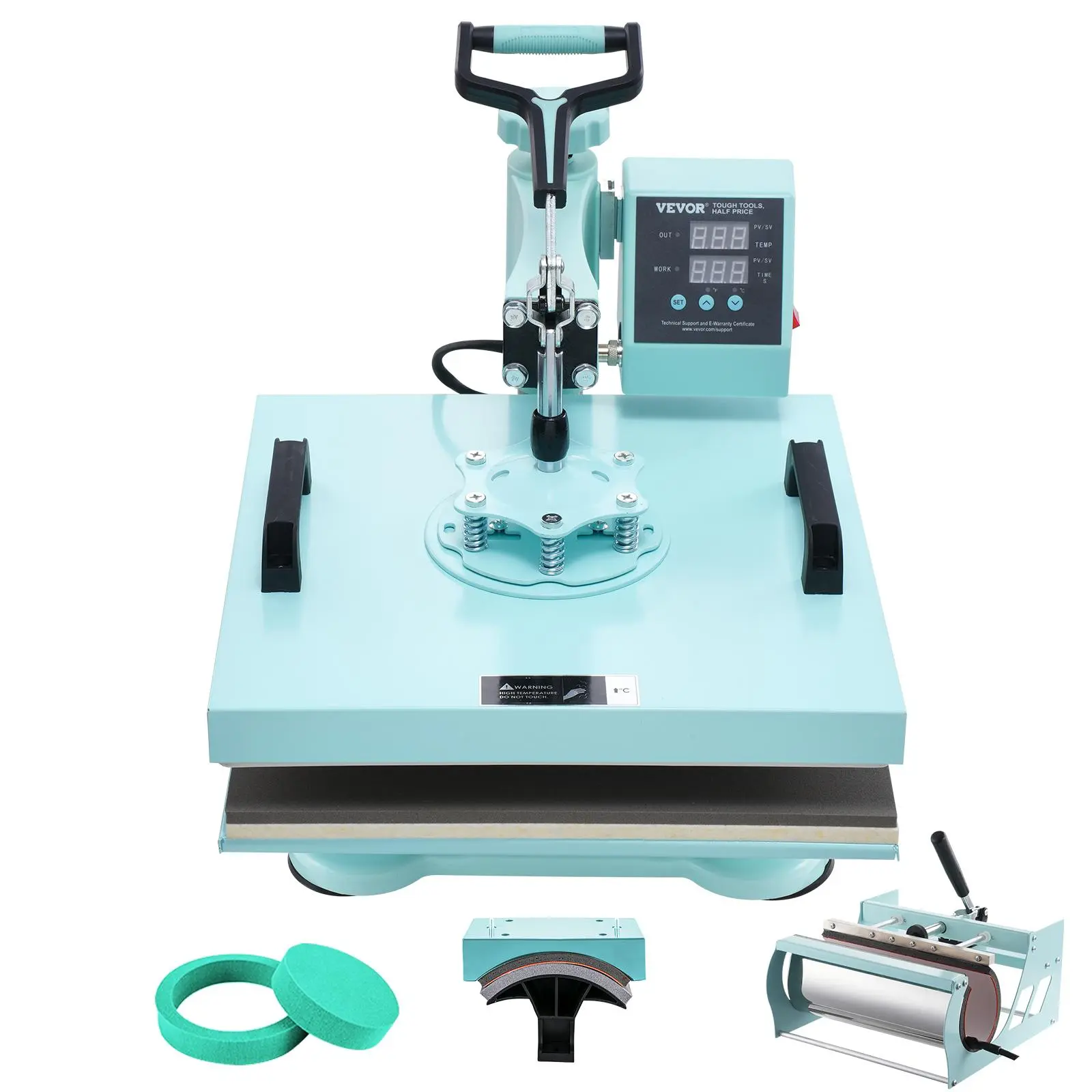 【Summerfinds】VEVOR Heat Press Machine 15 x 15 inch5 in 1 Heat Transfer Machine with 30 oz Tumbler Press360° Swing Away T-Shirt PressingDigital Precise Controlfor T-Shirts/Mugs/Hats/PlatesGreen