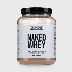 Naked Whey Chocolate Protein Powder - 2LB Grass-Fed, Non-GMO, No Additives, 25g Protein, 5.9g BCAAs - Only 3 Ingredients