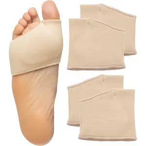 ZenToes Metatarsal Pads for Men and Women - Ball of Foot Pain Relief Cushions for Sesamoiditis, Metatarsalgia, Morton's Neuroma - 2 Pairs Fabric Sleeves with Gel Inserts (Medium, Beige)