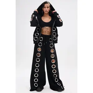 THROUGH THE NIGHT WIDE LEG SWEATPANT WITH HOLES
