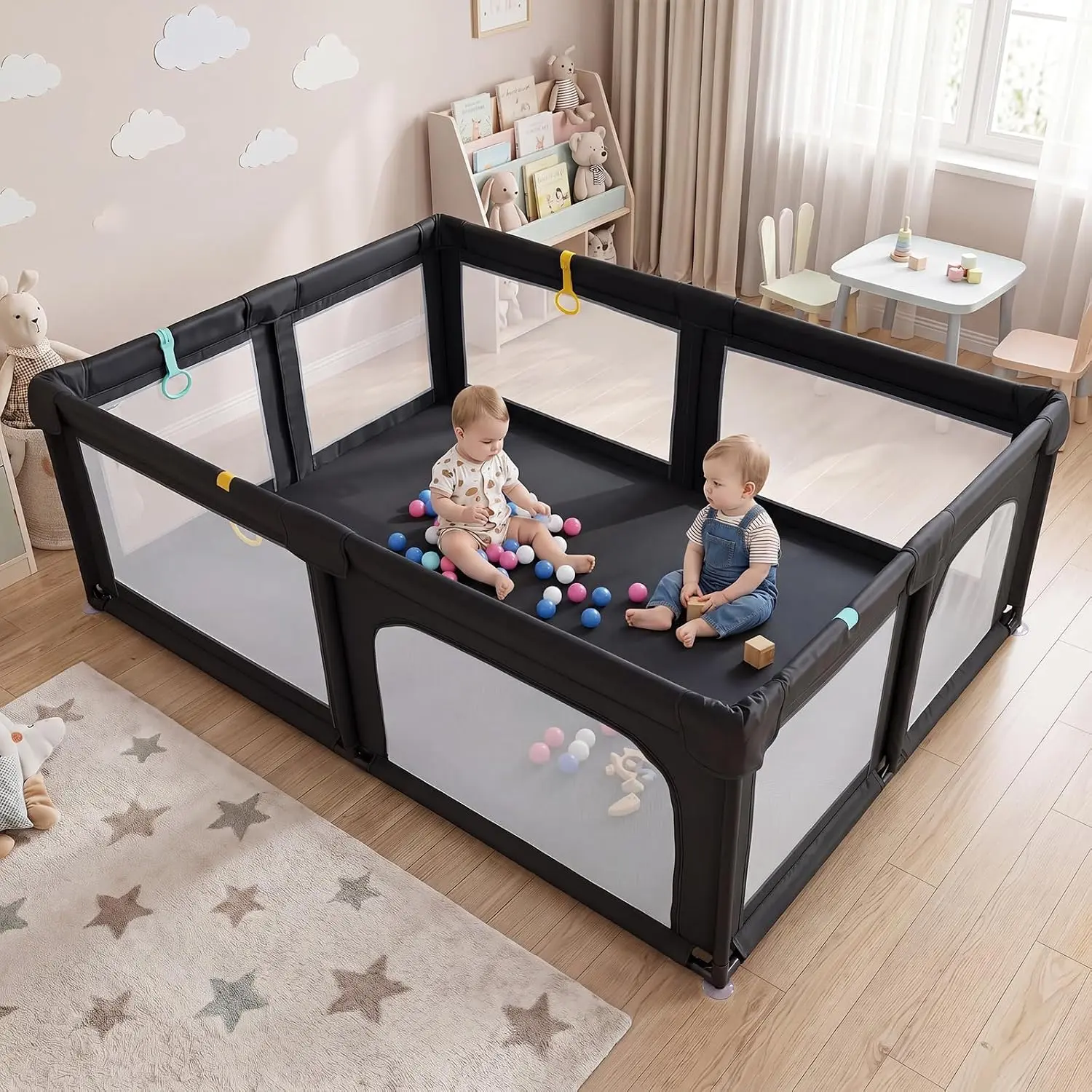 Costzon Large Baby Playpen, Sturdy Safety Fence, Toddler Safe Playpens, Durable Kids’ Activity Center Enclosure, Portable for Indoor & Outdoor Use, Baby Play Yard for Babies and Toddlers