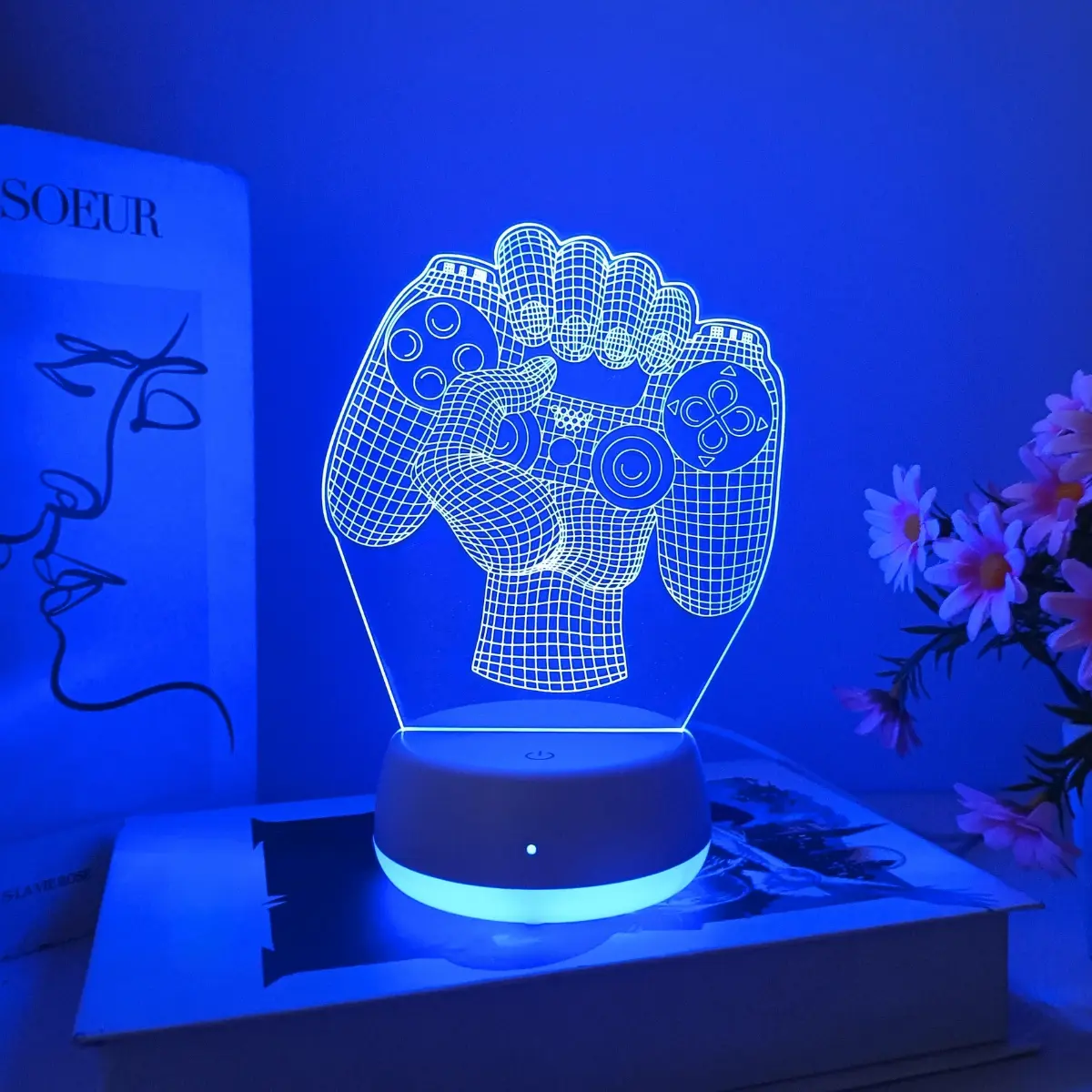 1pc Game Controller Shape 3D Night Light, USB Powered Touch Control, Seven Color Changing, Home Decor Lamp, Eye-Friendly Night Lighting, Gaming Lights