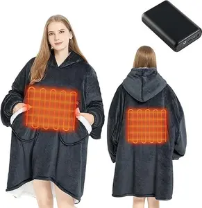 Homemate Heated Wearable Blanket Hoodie with Battery Pack 7.4V Oversized Electric Blanket Hoodie for Women Men Warm Cordless Heated Shawl Portable Heated Robe