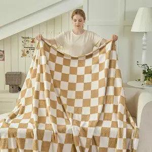 Checkerboard Grid Pattern Throw Blanket Ultra Soft Luxurious Warm and Cozy Accent Blanket for Couch Bed Sofa Stylish Home Decor Daily Use (50"x60")