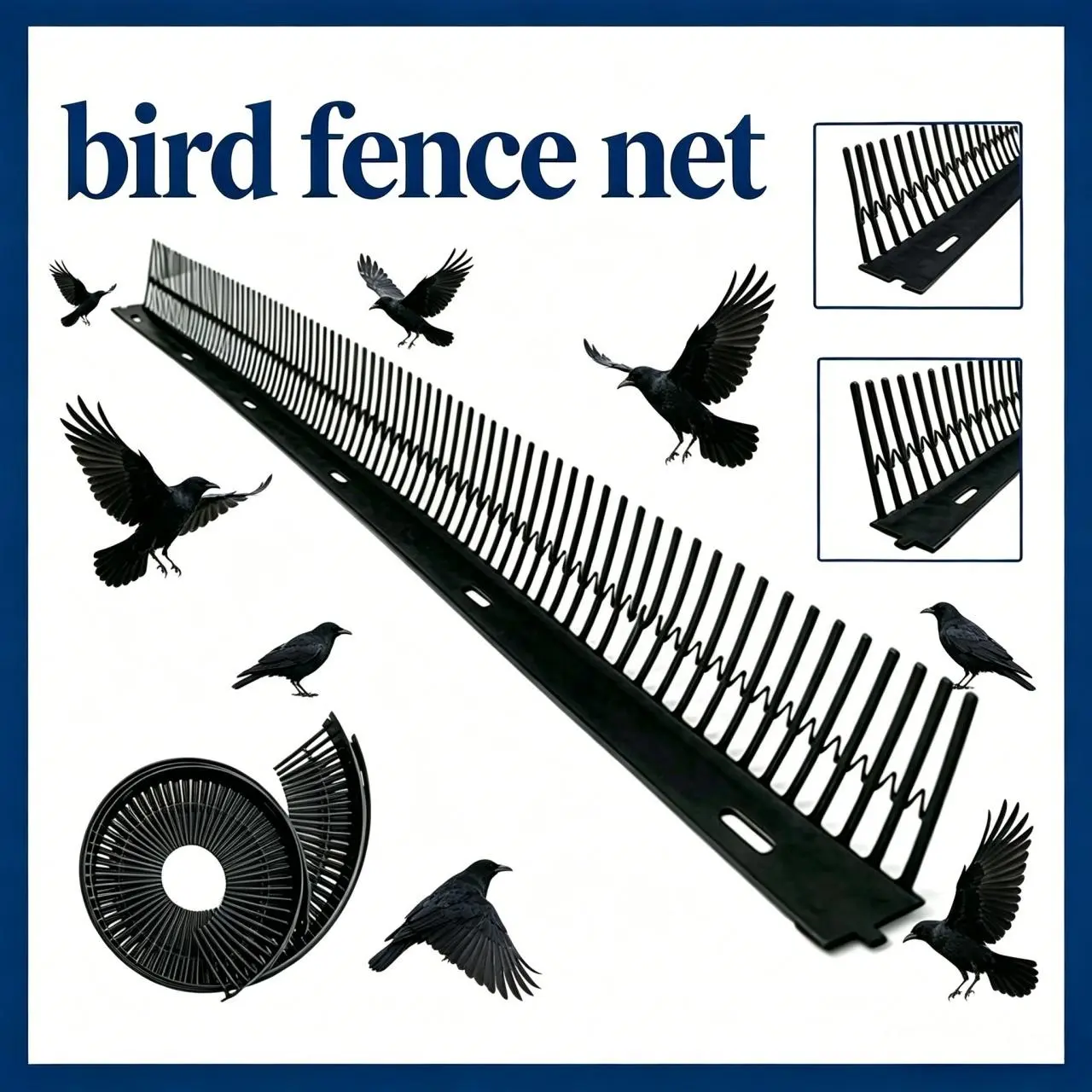 1 PCS Plastic Bird Spikes (1m) - Humane Animal Control Physical Barrier, Blocks Entry, Deters Birds & Bats from Roosting, Enhances Eaves Ventilation