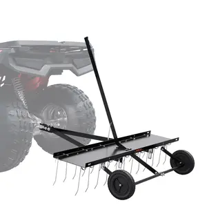VEVOR Tow Behind Dethatcher,  48-inch Tow Dethatcher with 24 Spring Steel Tines, Lawn Dethatcher Rake for ATV or Mower, Tow Behind Lawn Rake with Lift Handle for Garden Farm Grass