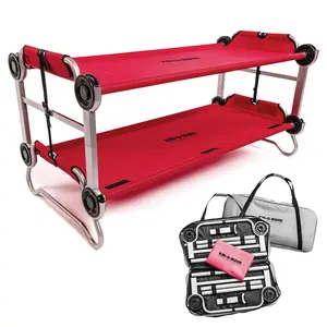 Disc-O-Bed Youth Double Cot Kid-O-Bunk w/ 200 Pound Capacity & Carry Bags, Red