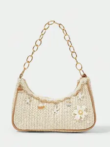 Shell Star Fringe Pearl Beach Bag, Casual Satchel with Accessories, Fashionable Shoulder Bag for Leisure, Acetate Material, Plain Pattern