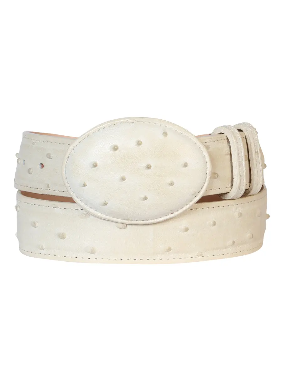 Men's Cowboy Belt - Imitation Ostrich - Bone 700