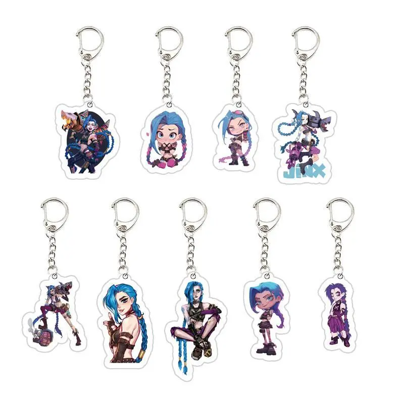 Acrylic Jinx Arcane Keychain KeyRing for Accessories Bag Jinx Pendant Keyring Key chain Jewelry Fans Gifts