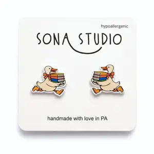 Book Goose Earrings