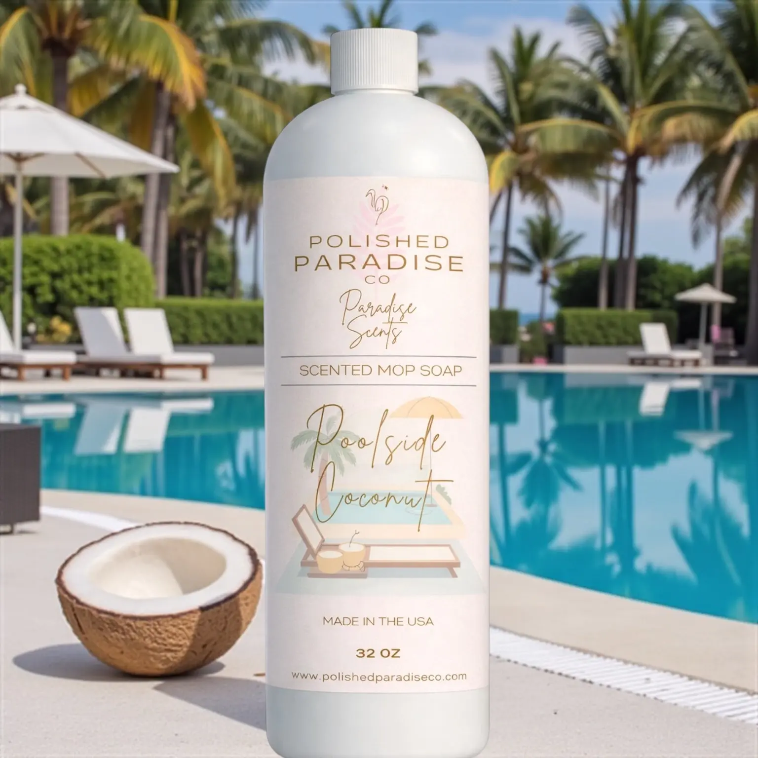 Poolside Coconut Scented Mop Soap Luxury Floor Cleaner 32 oz Poolside Coconut Scented Mop Soap Luxury Floor Cleaner 32 oz