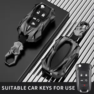 Chevrolet Car Key Set with Keychain, Zinc Alloy Key Cover, Car Key Accessory, Compatible with Chevrolet Sonic, Cruze, Captiva, Epica, Malibu, Cavalier, Tracker