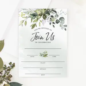 Bridal Shower Invitations and Envelopes, Eucalyptus (Set of 25)