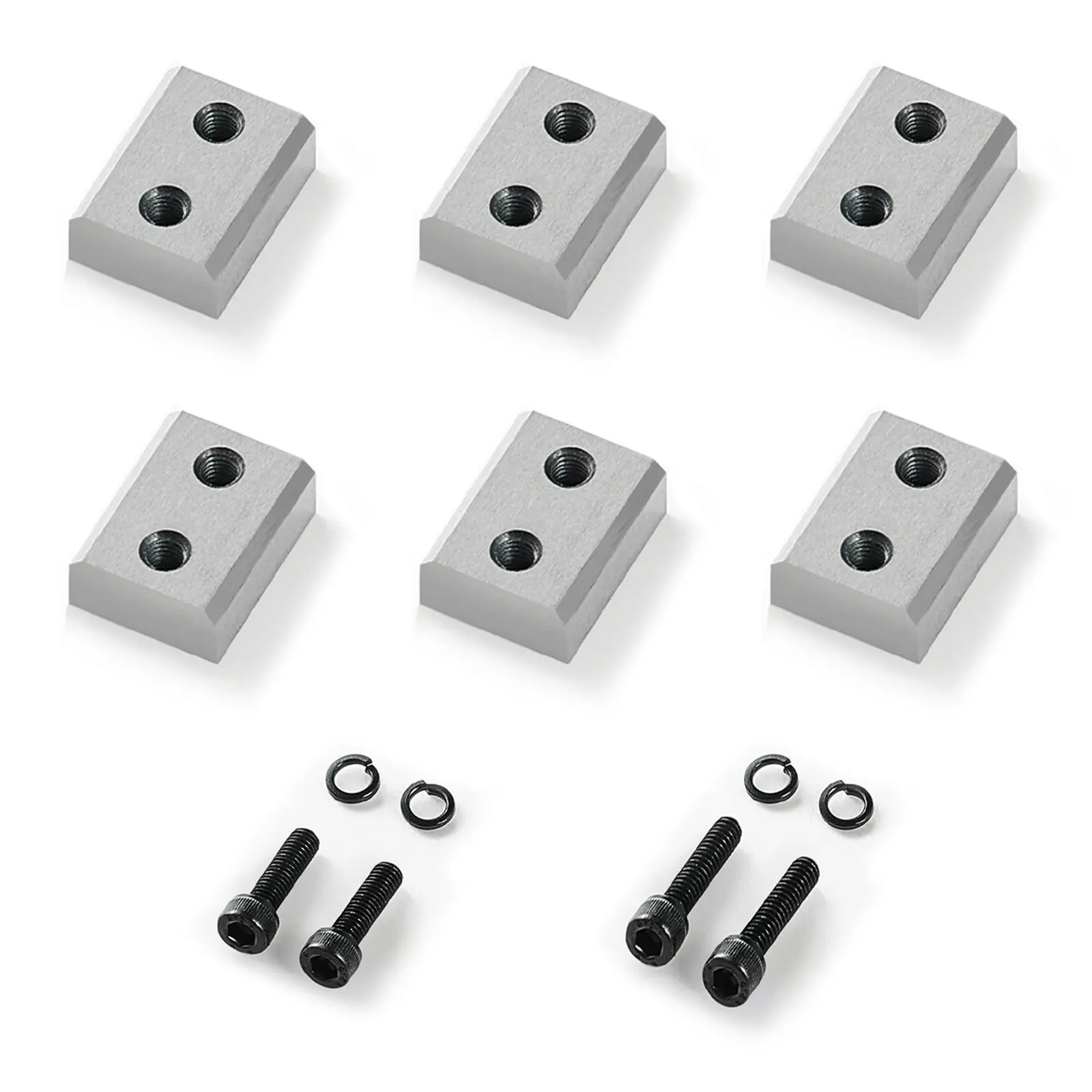 【summerfinds】VEVOR Rebar Cutter Blades, 6 Pcs Replacement Jaw Blades for 1Inch 25mm #8 Electric Rebar Cutter, Double-sided, CR12MOV High-Hardness Steel, Fast Efficient with Screws and Spring Washer, Silver, Clamping Blades