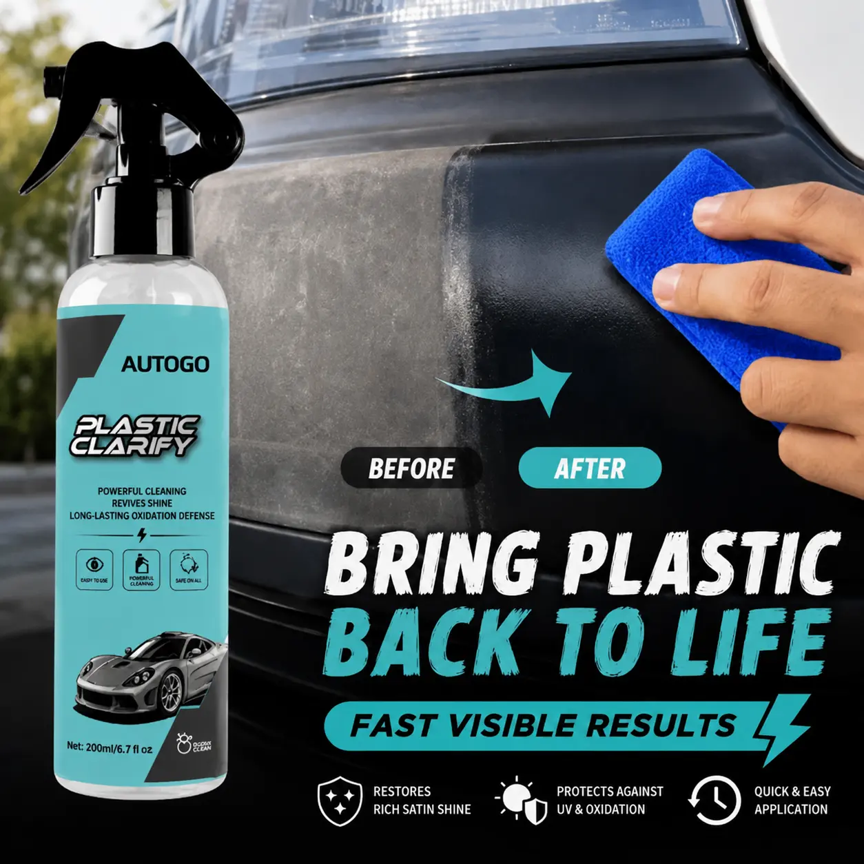 Waterless Car Spray Wax Kit, 200ml Automotive Detailer with Sponge & Towel, Ceramic Coating Shine Spray for Leather, Rubber & Plastic Surfaces, Long-Lasting Gloss Finish, Easy DIY Car Care Solution for Vehicle Detailing, Interior Car Cleaner