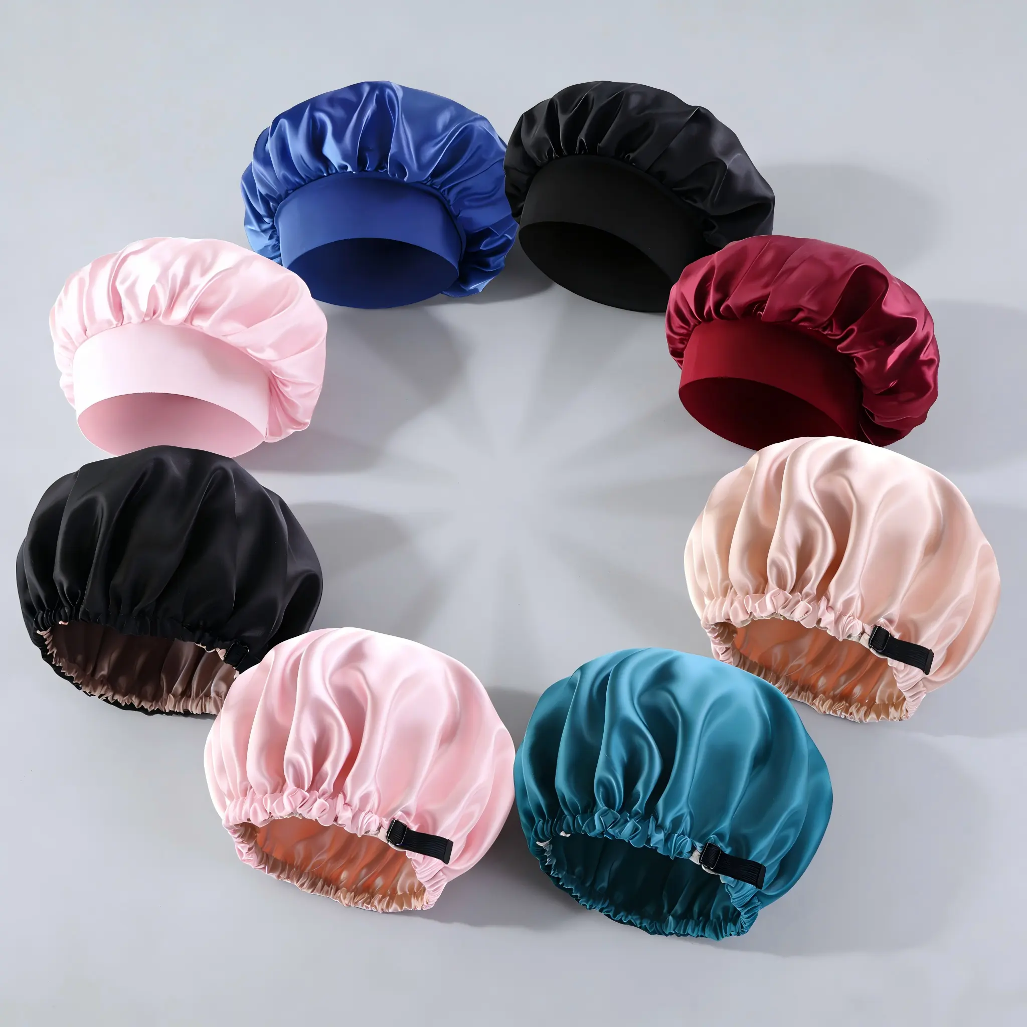 Women’s Satin Bonnet 2025 – Wide Brim Sleep Cap with Elastic Band, Oil-Free 100% Polyester, for Curling or Straight Hair,Heatless Haircare Accessory Curler Headband Silk Flexi Rods Daily Gift