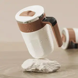 Automatic Stirring Coffee Cup, USB Rechargeable Stainless Steel Magnetic Mixing Cup with Temperature Display, Household Kitchen Appliances for Home Office